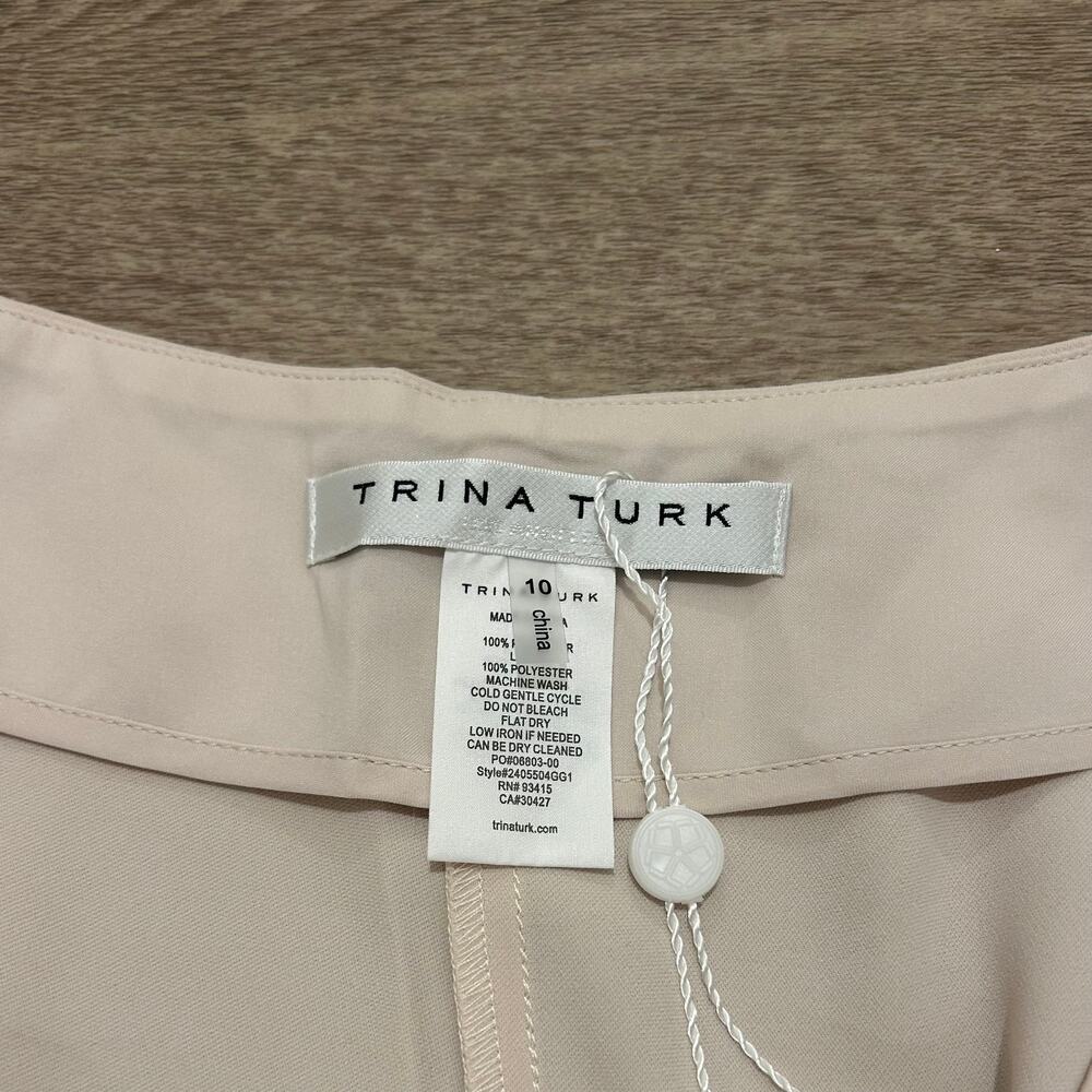 Trina Turk Bahooka Wide Leg Cropped Pant Ecru Size 10 NWT Cuffed Hem - Picture 14 of 15